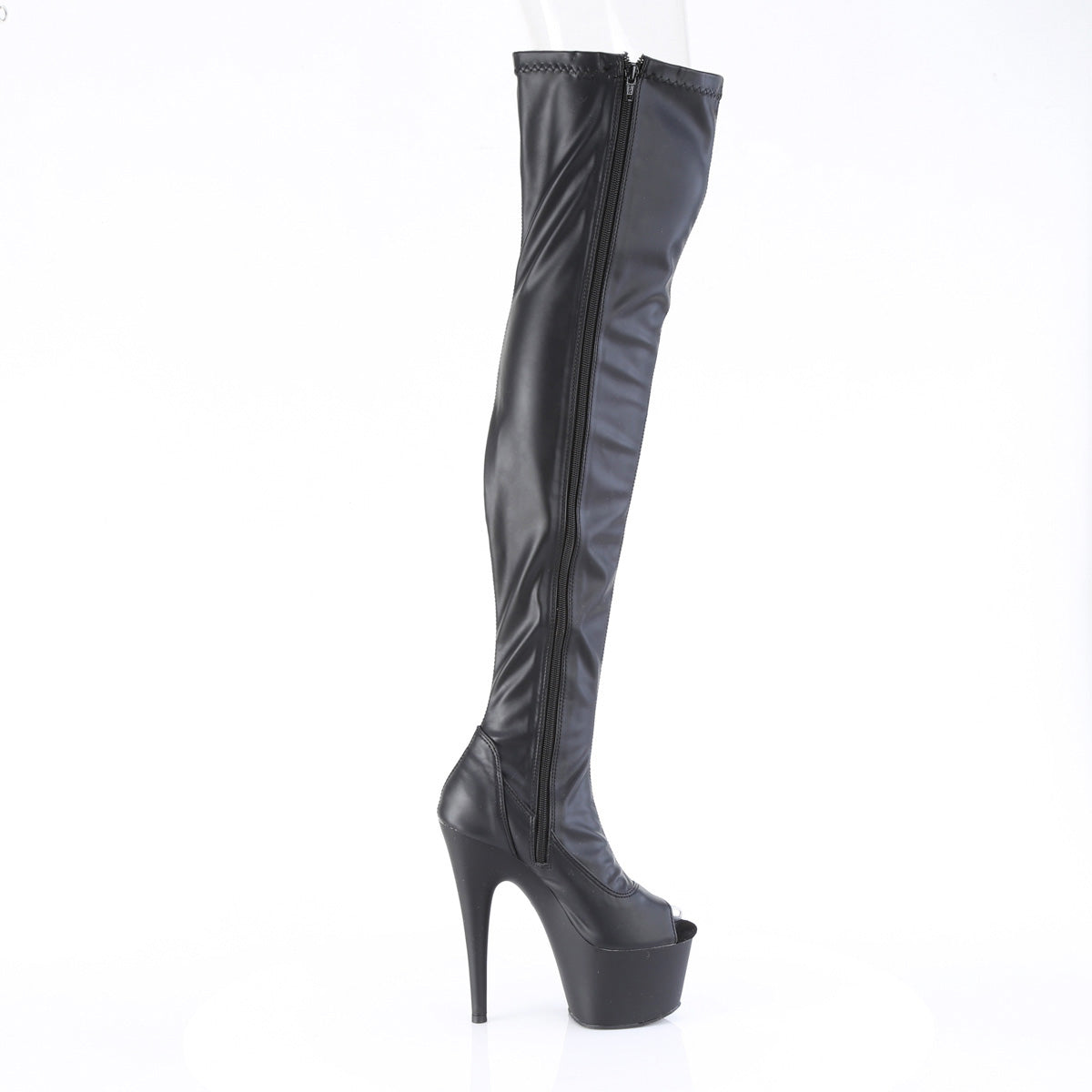 7" Heel, 2 3/4" Pf Peep Toe Thigh High Boot, Side Zip Pleaser Pleaser ADORE/3011