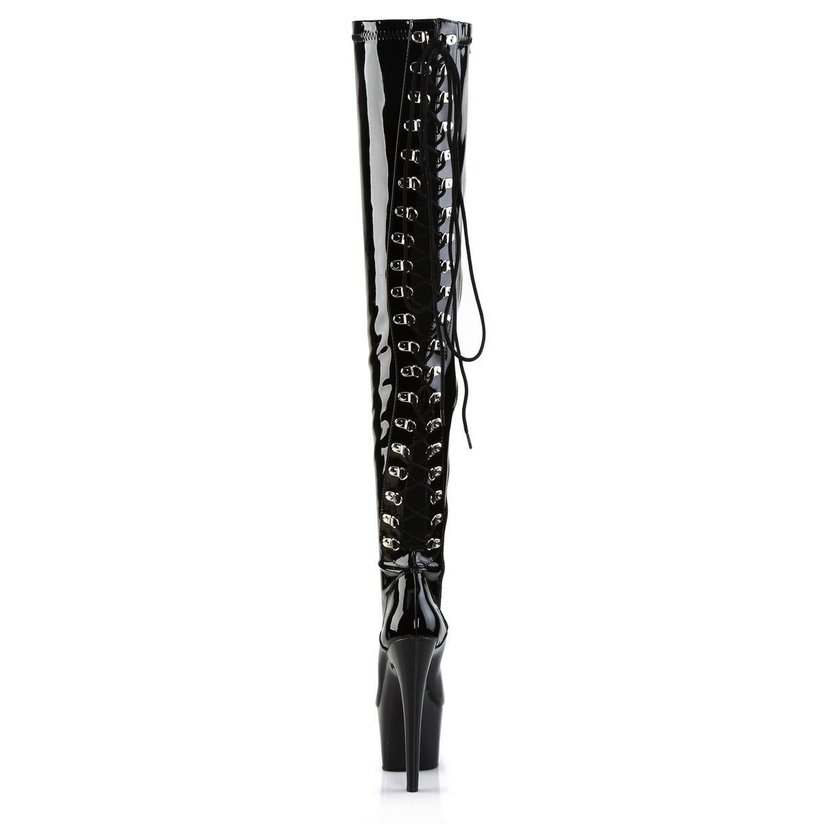 7" Heel, 2 3/4" Pf Rear Lace-Up Stretch Thigh Boot, Side Zip Pleaser Pleaser ADORE/3063