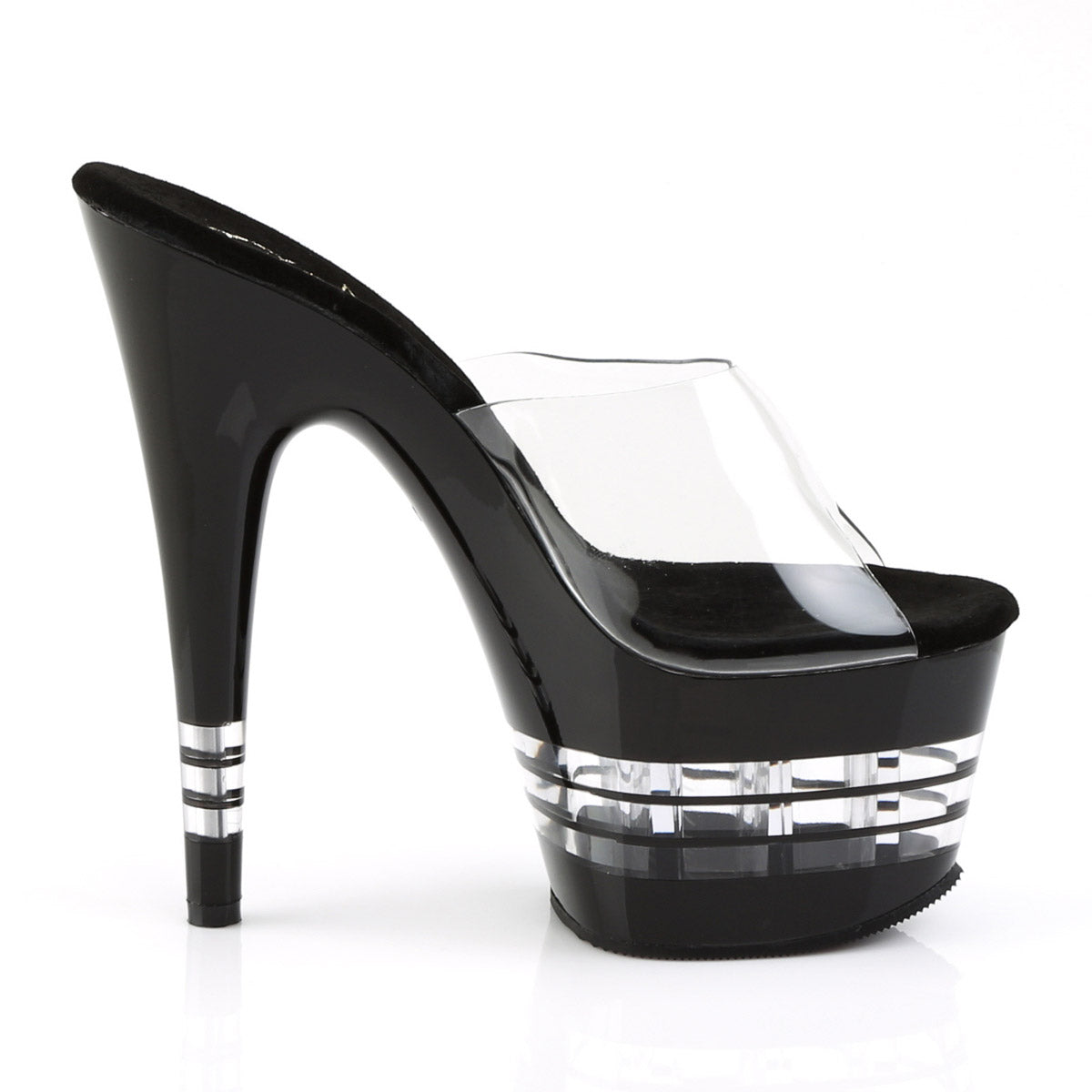 Sexy Stiletto Clear Lined Platforms Slip On Mule High Heels Shoes Pleaser Pleaser ADORE/701LN