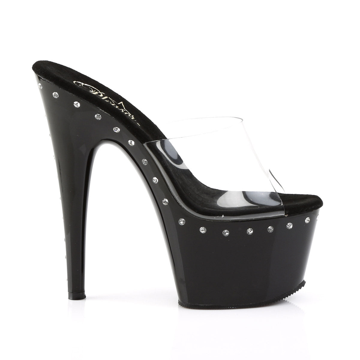 Sexy Rhinestone Line Platform Stiletto Slip On Mule High Heels Shoes Pleaser  ADORE/701LS