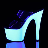 Neon Glow Double Strap Platform Stiletto Stripper High Heels Shoes Pleaser  ADORE/702UV
