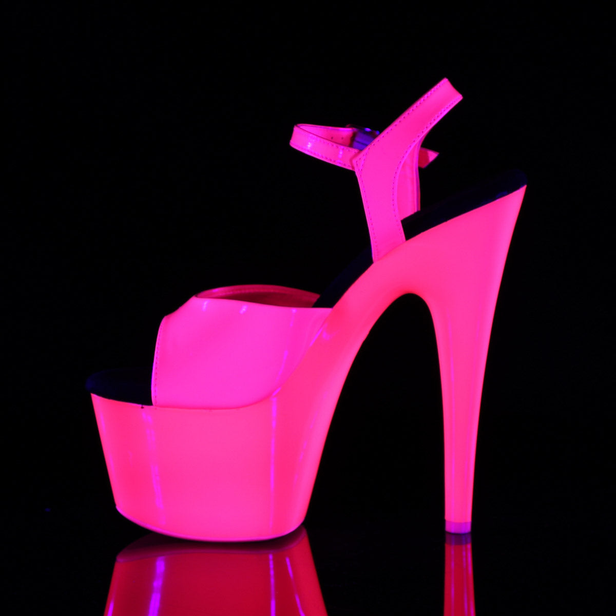 7" Heel, 2 3/4" PF UV Reactive Ankle Strap Sandal Pleaser  ADORE/709UV