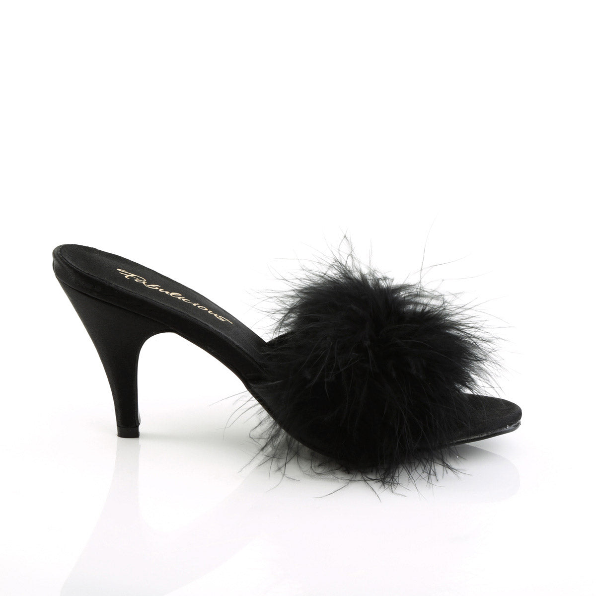 Cute Fluffy Marabou Trim Upper High Heels Mule Slippers Shoes Pleaser Fabulicious AMOUR/03