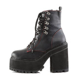 4 3/4" Heel, 2 1/4" Pf D-ring Lace-up  Ankle Boot, Side Zip Pleaser Demonia ASSAULT/100