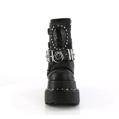 4 1/2" Tiered Pf Lace-Up Ankle Boot, Side Zip Pleaser Demonia BEAR150/BVL