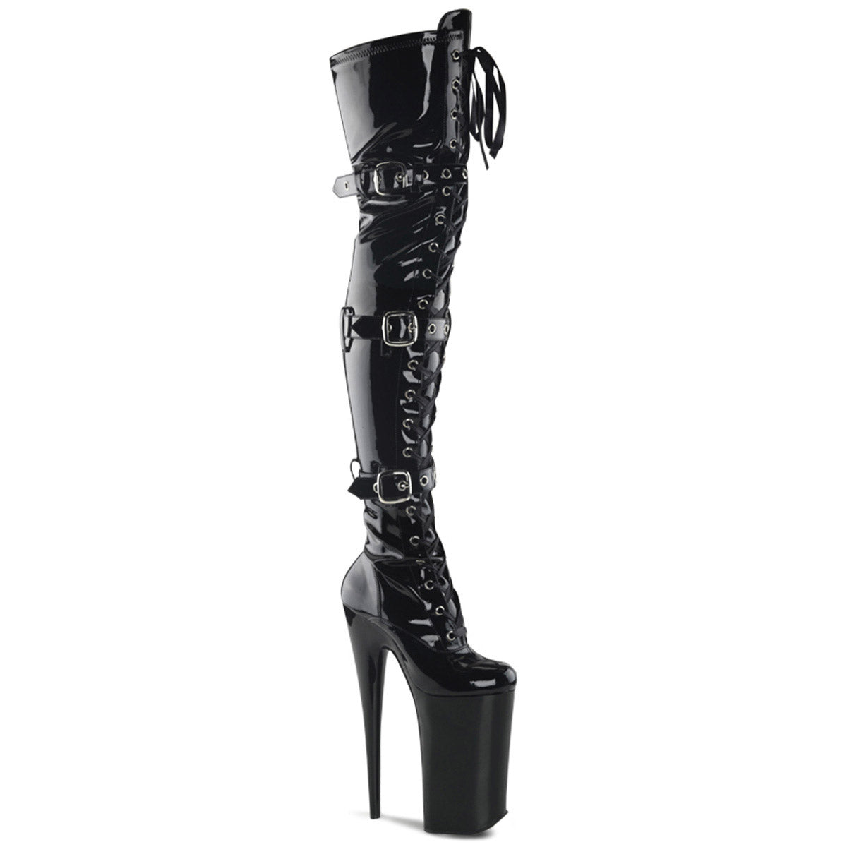 10" Heel, 6 1/4" PF Lace-Up Thigh Boot Pleaser  BEYOND/3028