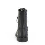 1 1/4" Heel 10-Eyelet Mid Calf Unisex Vegan Boot, Side Zip Pleaser Demonia BOLT/200