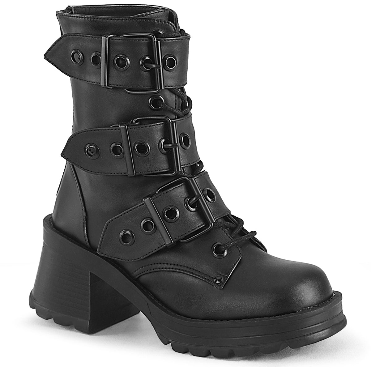 2 3/4" Heel, 1" Platform Lace-Up Ankle Boot, Inside Zip Pleaser Demonia BRATTY118/BVL