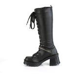 2 3/4" Heel, 1" Platform Lace-Up Knee High Boot, Outer Zip Pleaser Demonia BRATTY206/BVL