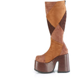 5" Chunky Heel, 3" P/F Knee High Boot, Inside Zip Pleaser Demonia CAMEL/280