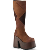 5" Chunky Heel, 3" P/F Knee High Boot, Inside Zip Pleaser Demonia CAMEL/280