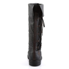 Knee High Cuffed Lace Up Side Round Toe Pull On Wingtip Boots Shoes Pleaser Funtasma CAPTAIN/110