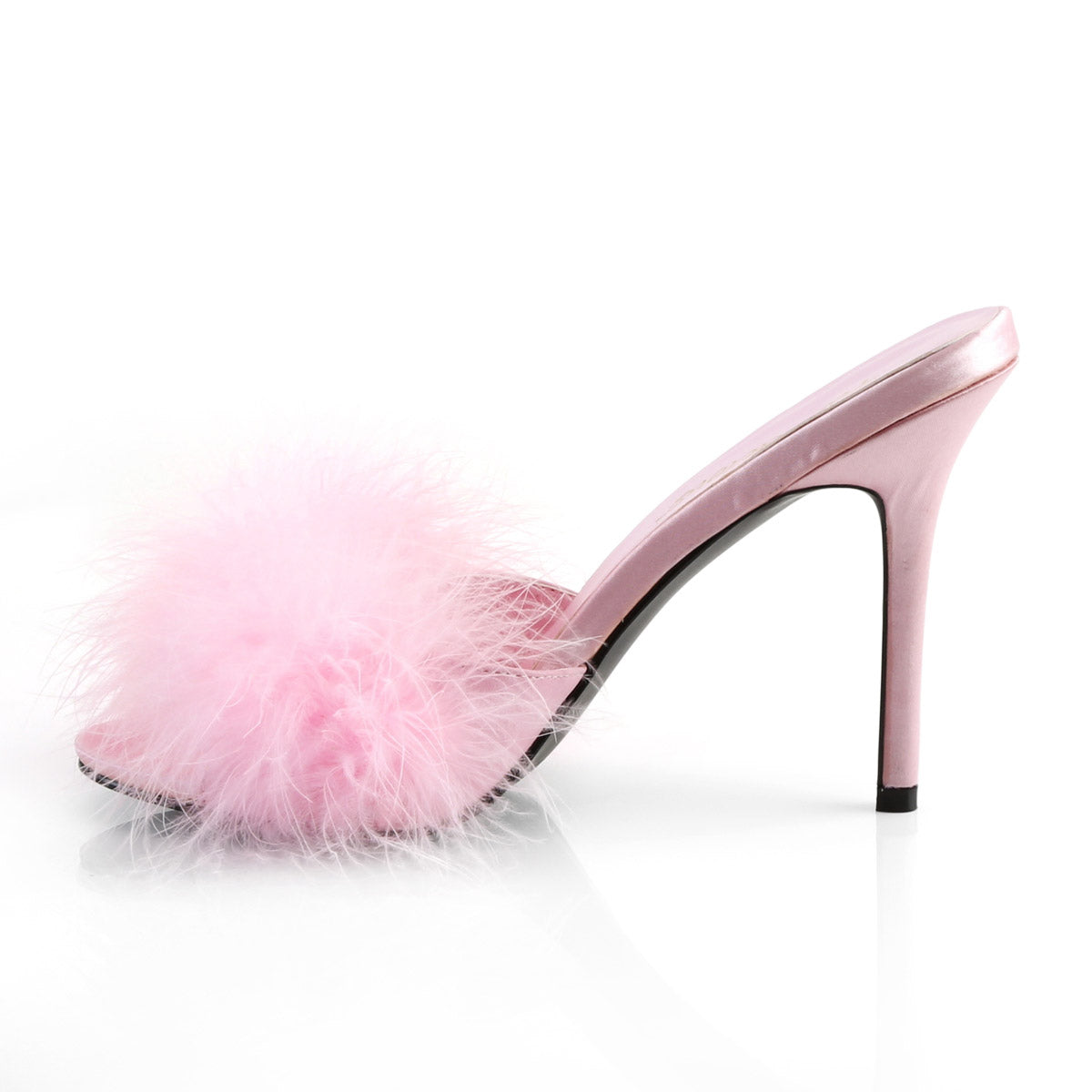 4" Heel Marabou Slipper B. Pink Pu-Fur Pleaser Fabulicious CLASSIQUE/01F