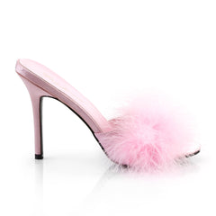 4" Heel Marabou Slipper B. Pink Pu-Fur Pleaser Fabulicious CLASSIQUE/01F