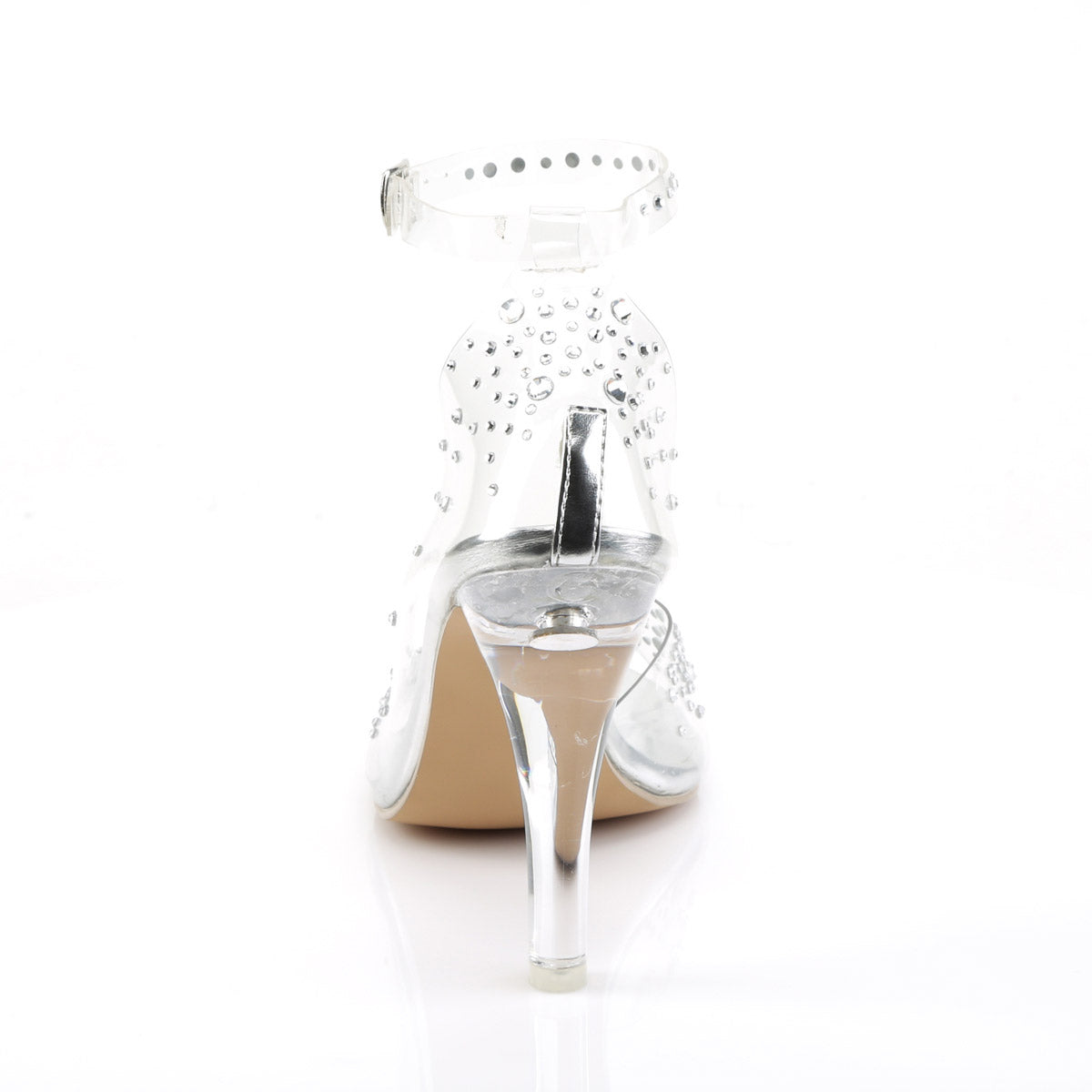 Sexy Rhinestone Studs Half D'Orsay Peep Toe Sandals High Heels Shoes Pleaser Fabulicious CLEARLY/430RS
