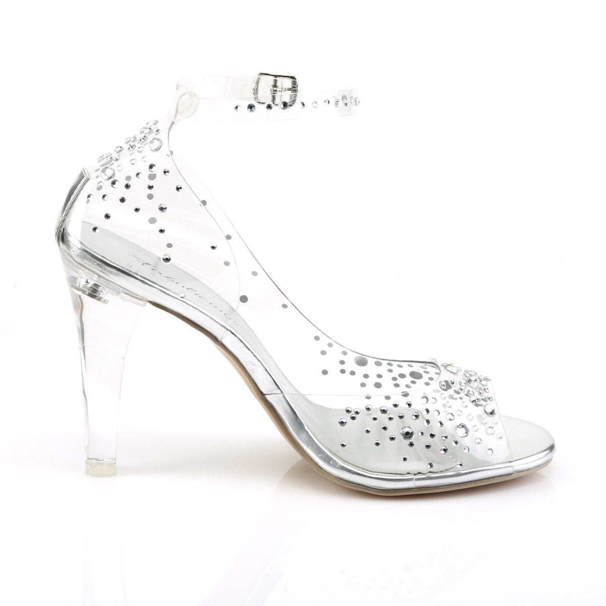 Sexy Rhinestone Studs Half D'Orsay Peep Toe Sandals High Heels Shoes Pleaser Fabulicious CLEARLY/430RS