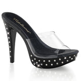 Sexy Rhinestone Encrusted Platforms Slide Mule High Heels Shoes Pleaser Fabulicious COCKTAIL/501SDT