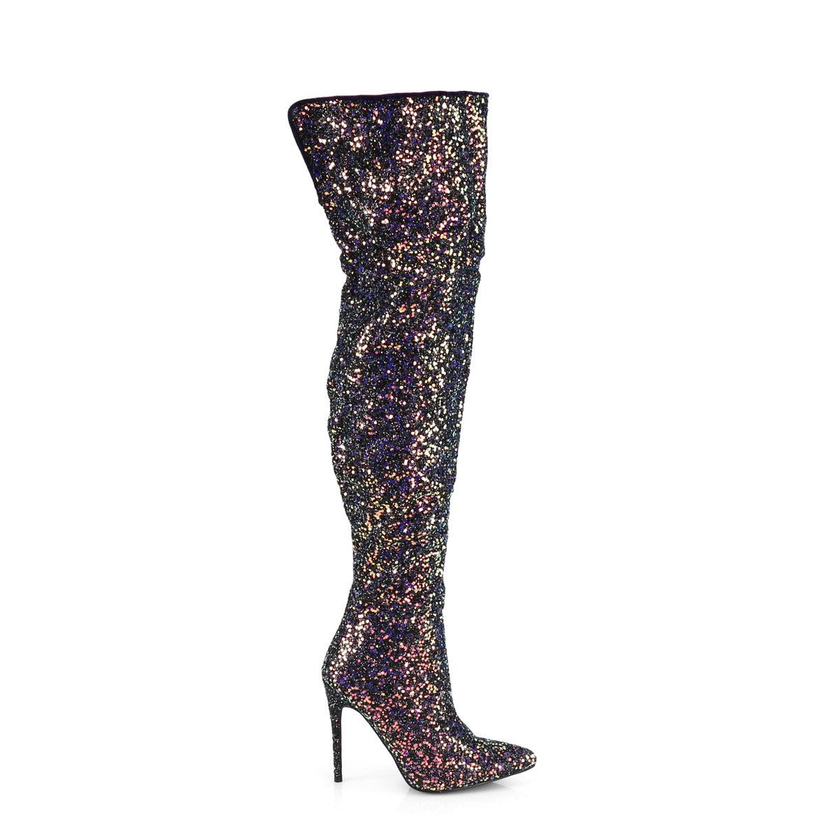 5" Glitter Thigh High Boot, 1/3 Side Zip Pleaser Pleaser COURTLY/3015