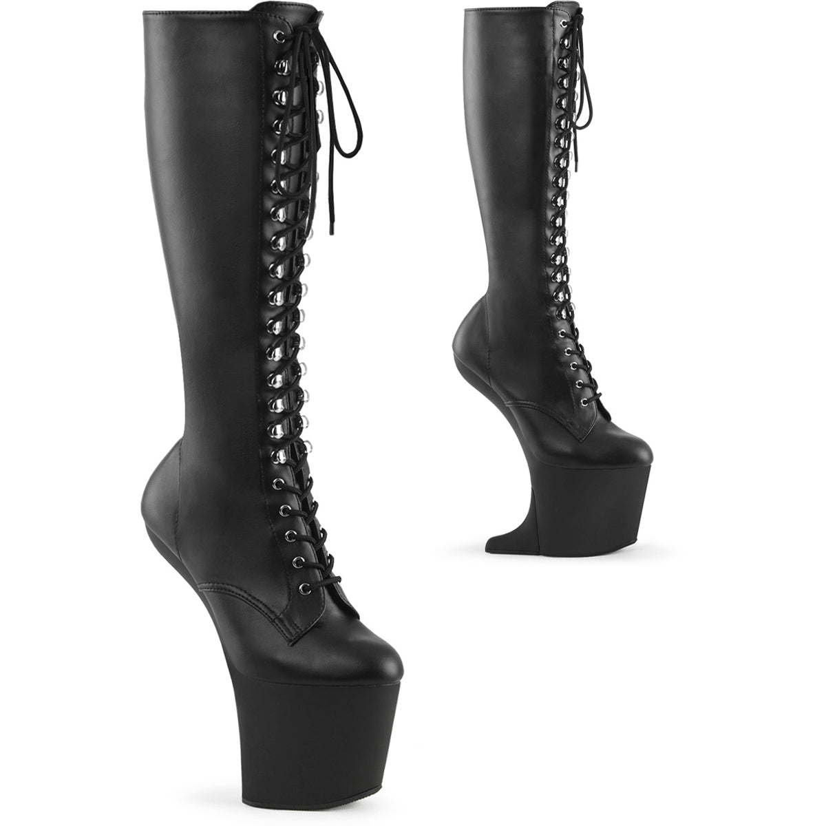 8" Heelless, 3" Pf Lace-Up Stretch Knee Boot, Side Zip Pleaser  CRAZE/2023