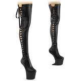 8" Heelless, 3" Pf Thigh  Boot W/Side Ribbon Lace, Side Zip Pleaser  CRAZE/3050