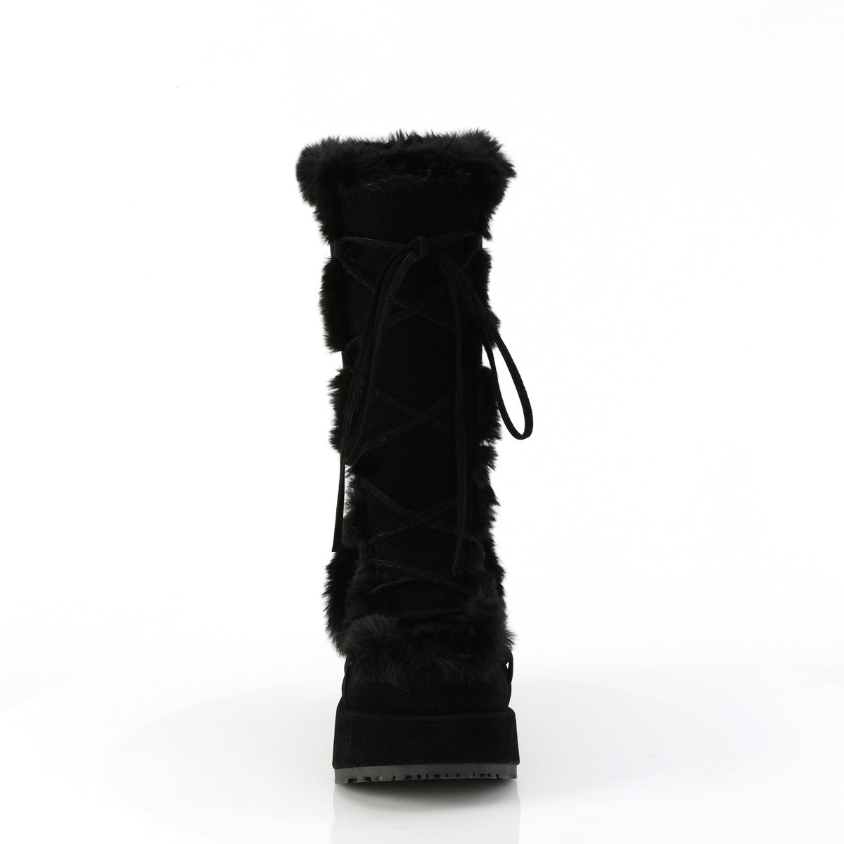 2 3/4" Platform Lace-Up Mid-Calf Boot, Side Zip Pleaser Demonia CUBBY/311
