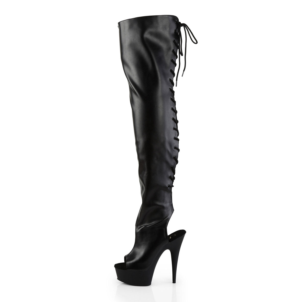 Lace Up Back Thigh High Zip Side Platform Stiletto Heel Boots Shoes Pleaser Pleaser DELIGHT/3017