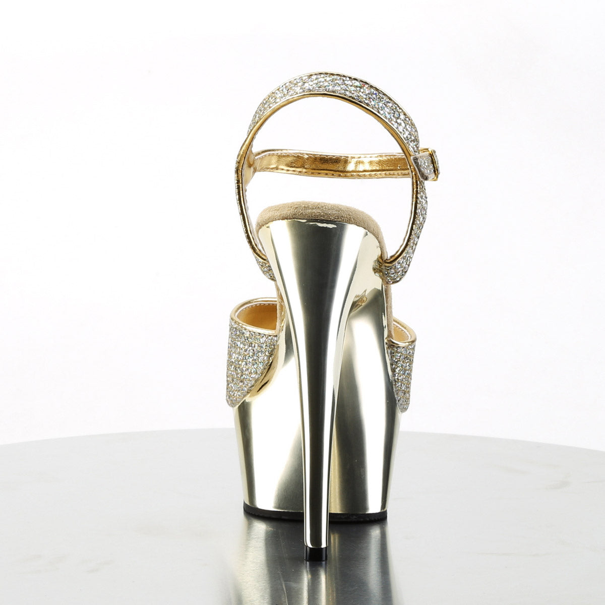 Chrome Platform Stiletto Jeweled Ankle Strap Sandal High Heels Shoes Pleaser Pleaser DELIGHT/609G