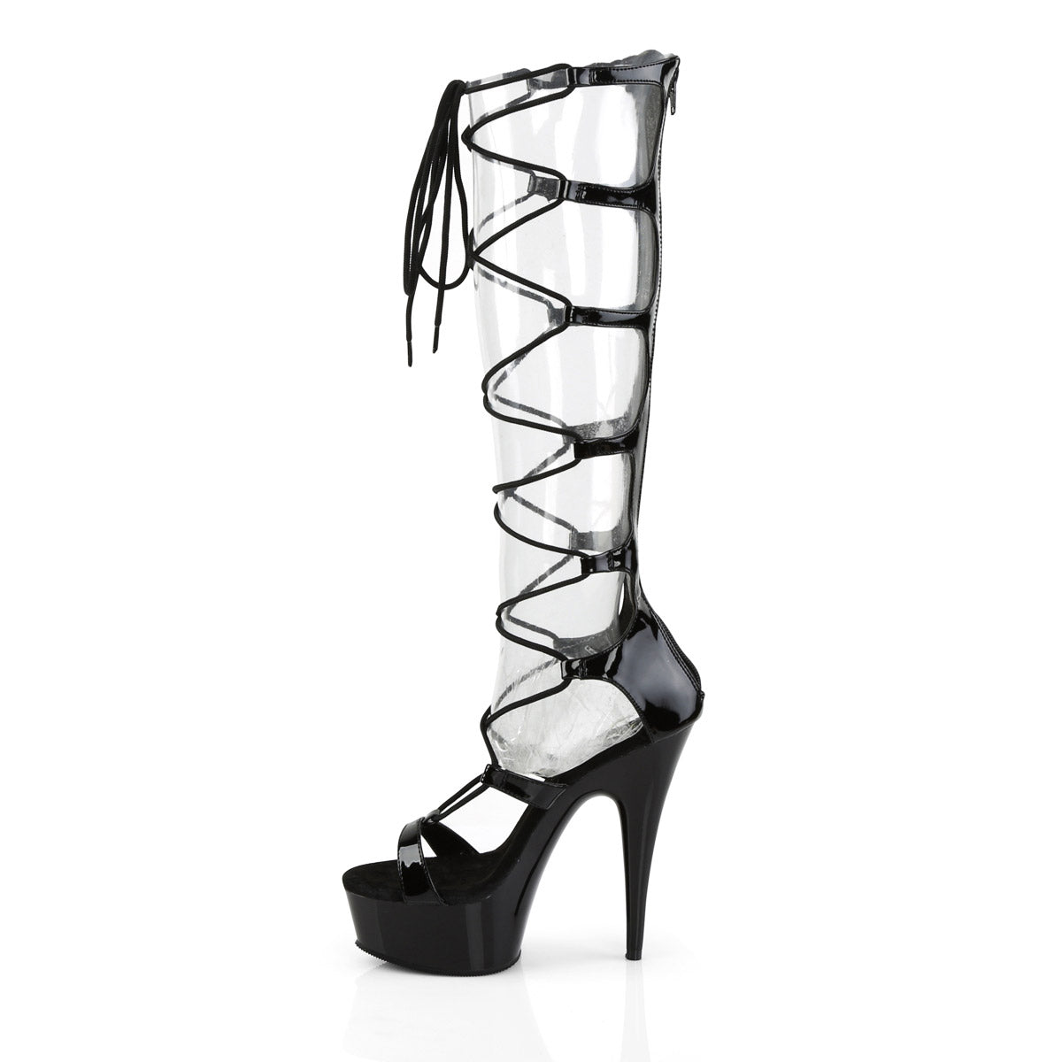 UUNDA Fashion black strap Lace Up heels