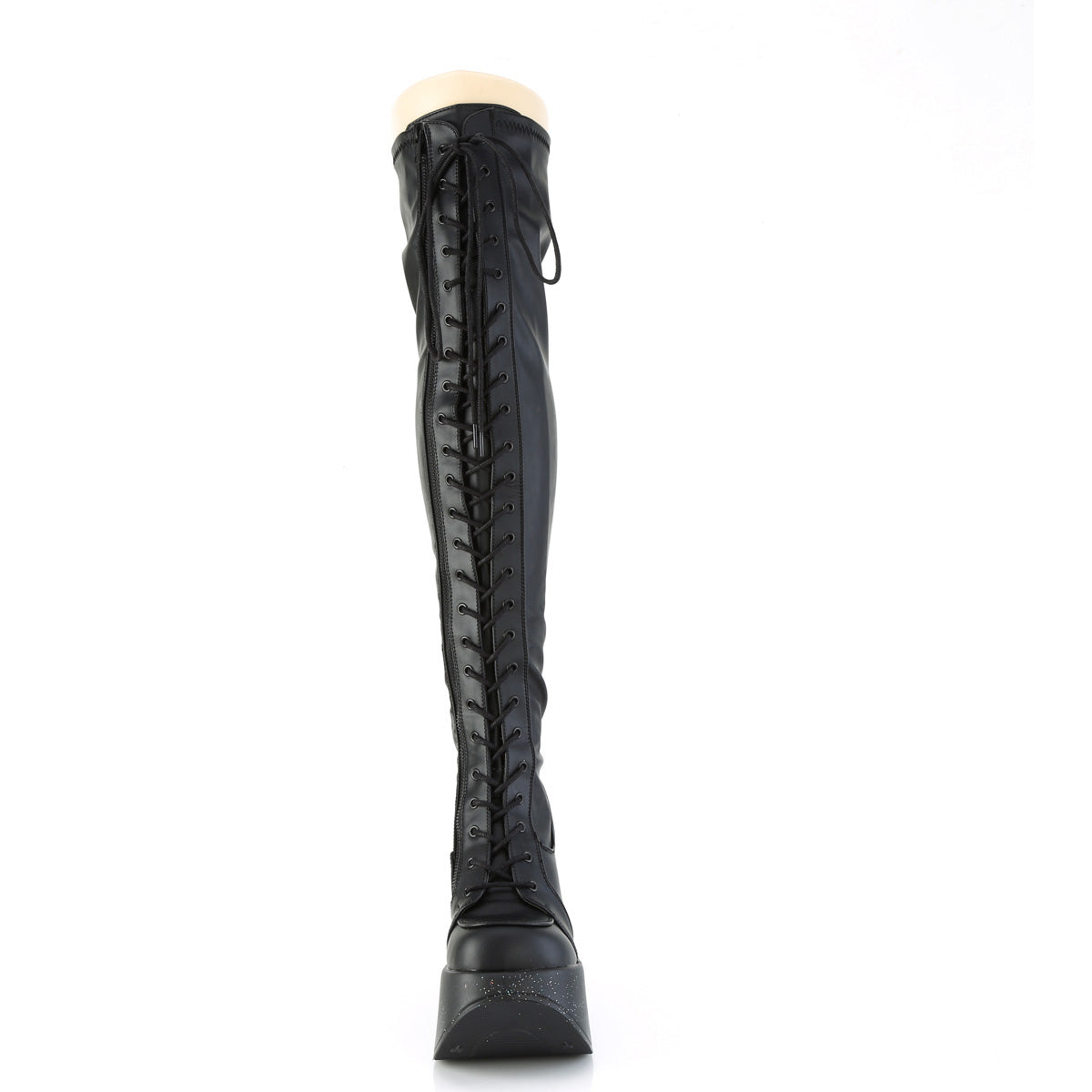 *5"Star Cutout Pf Wedge Lace-Up Thigh-High Boot,Outside Zip Pleaser Demonia DYNAMITE/300/1