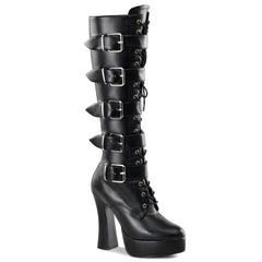 Kinky Buckle Strap Side Zip Platform Heels Knee High Boots Shoes Pleaser Pleaser ELECTRA/2042