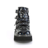 2" Platform Lace-up Front/buckle Strap Ankle Boot, Side Zip Pleaser Demonia EMILY/315