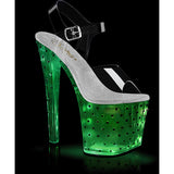 7 1/2" Heel, 3 1/2" Led Illuminated Ankle Strap Sandal W/Rs Pleaser Pleaser ENCHANT/708T/LT