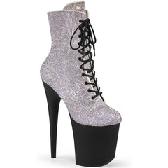 8" Heel , 4" Pf Lace-Up Rs Embellished Ankle Boot, Side Zip Pleaser Pleaser FLAMINGO/1020RS