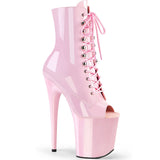 8" Heel, 4" Pf Lace-up Glitter Ankle Boot, Side Zip Pleaser Pleaser FLAMINGO/1021