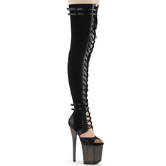 8" Heel, 4" PF Lace-Up Front Thigh, Side Zip Pleaser Pleaser FLAMINGO/3027