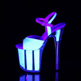 8" Heel, 4" Pf Ankle Strap Sandal W/glitter Inserts Pleaser Pleaser FLAMINGO/810UVG