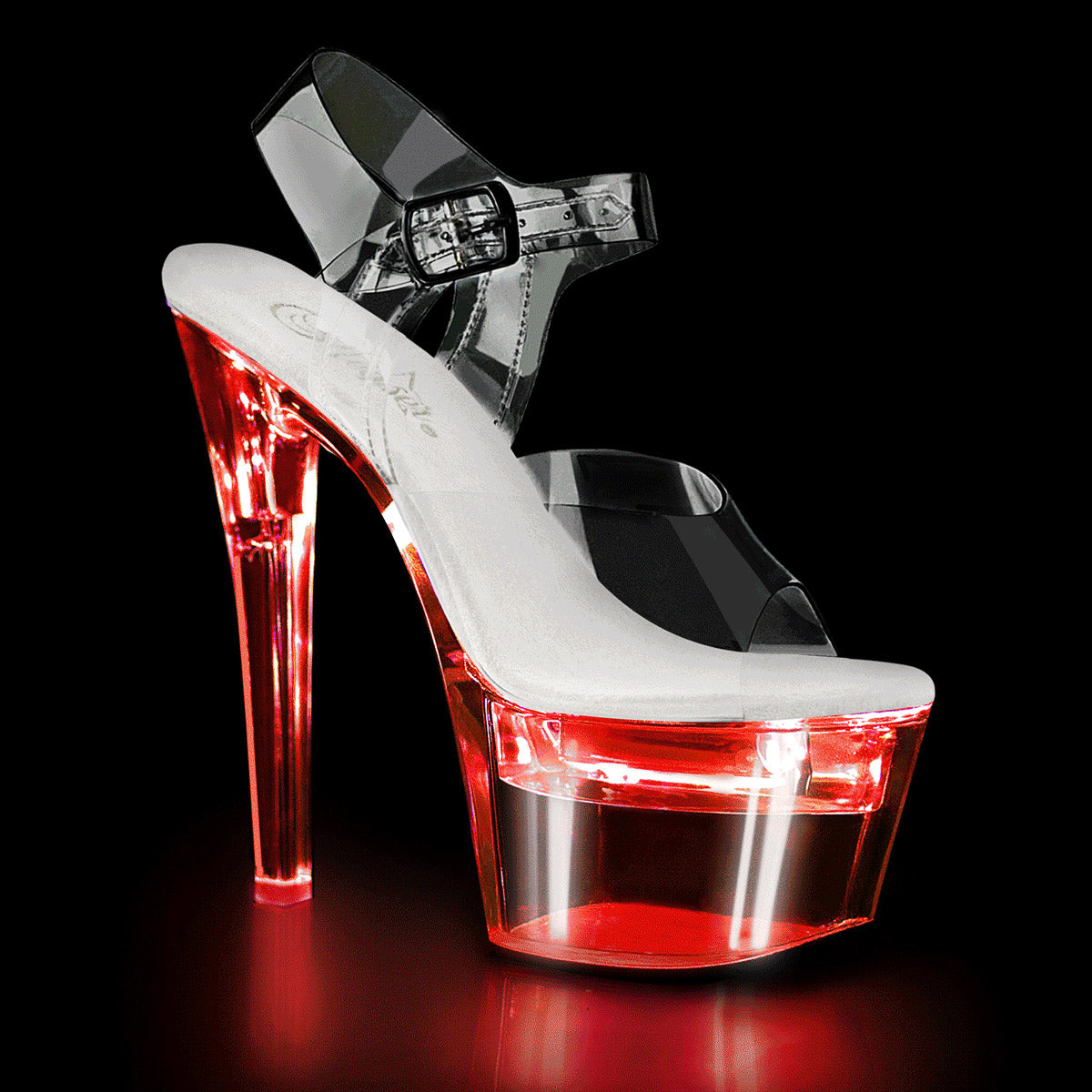 7" Heel, 2 3/4" Platform LED Illuminated Ankle Strap Sandal Pleaser Pleaser FLASHDANCE/708