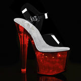 7" Heel, 2 3/4" PF LED Illuminated Ankle Strap Sandal Pleaser Pleaser FLASHDANCE/708CH