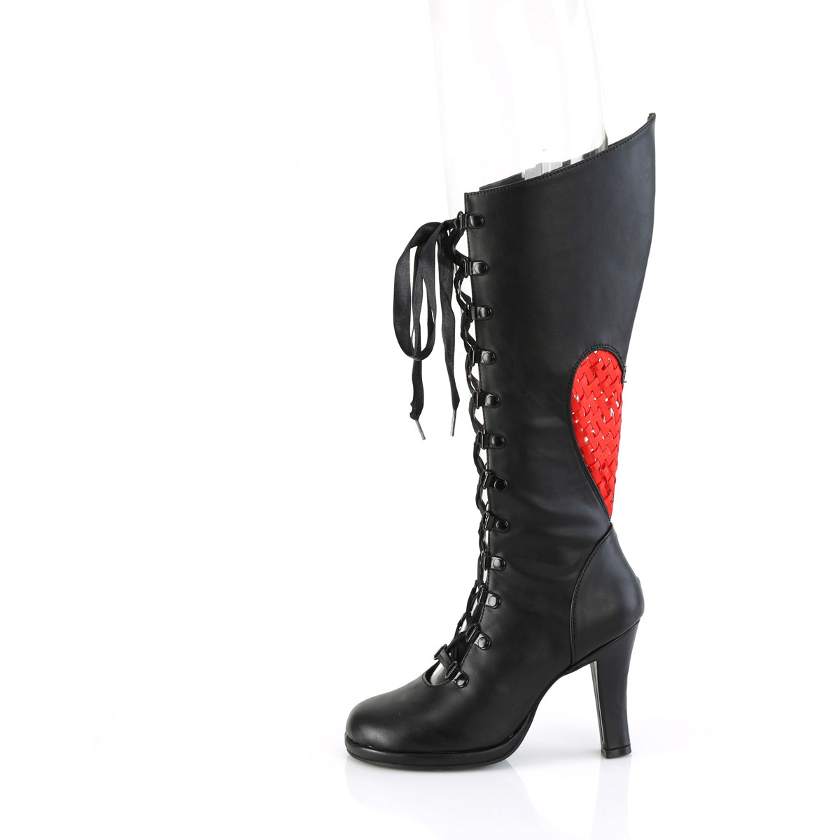 3 3/4" Heel, 1/2" Pf Lace-Up Knee High Boot, Inside Zip Pleaser Demonia GLAM243/BVL-RSA