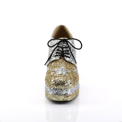 Lace Square Toe Star Glitter Platform Chunky High Heel Boots Shoes Pleaser Funtasma GLAMROCK/02