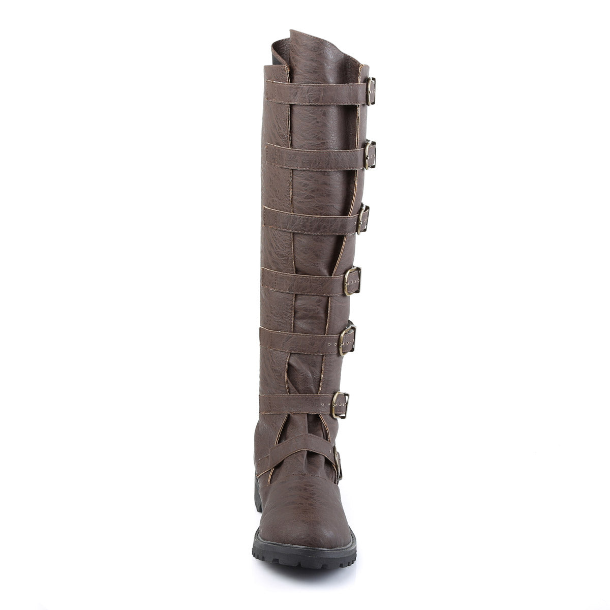 Expandable Shaft Multi Buckle Strap Knee Length Pull On Boots Shoes Pleaser Funtasma GOTHAM/110