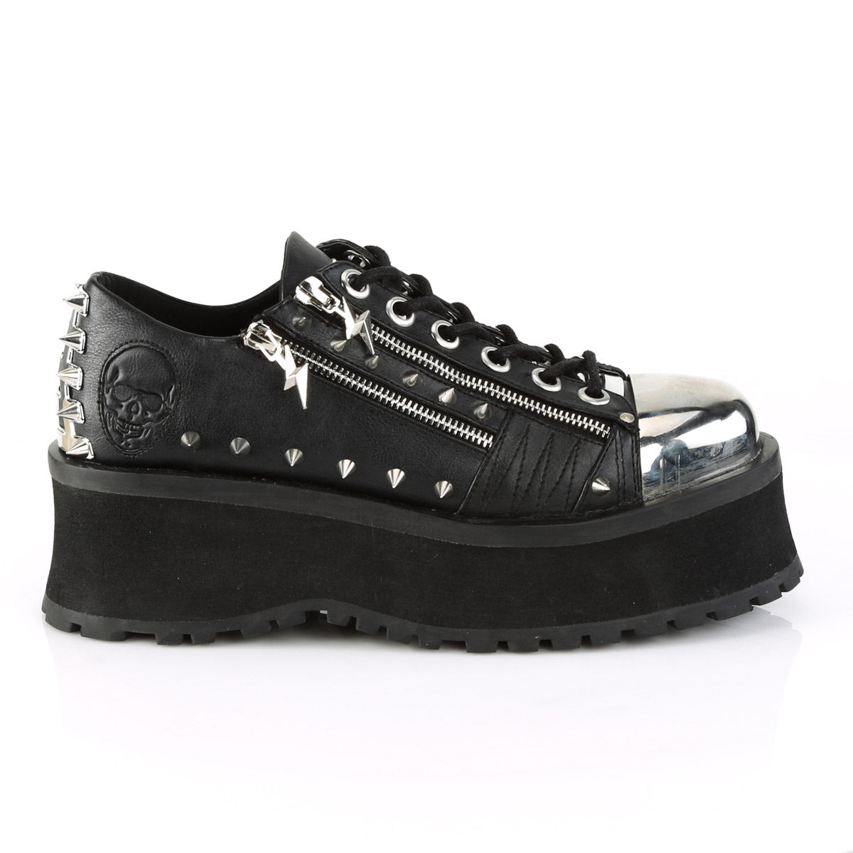 2 3/4" Platform Lace-Up Shoe W/ Metal Toe Cap Pleaser Demonia GRAVEDIGGER/04