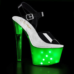 7" Heel, 2 3/4" PF LED Illuminated Ankle Strap Sandal Pleaser Pleaser ILLUMINATOR/708