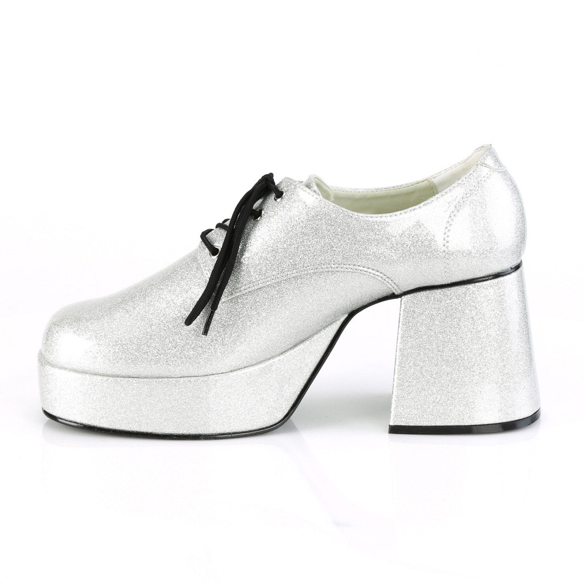 Groovy 70S Disco Dance Glitter Platform Blucher Block Heels Shoes Pleaser Funtasma JAZZ/02G