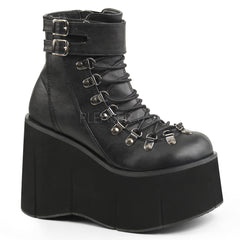 4 1/2" Pf Faux Lace-Up Ankle Boot, Side Zip Pleaser Demonia KERA21/BVL