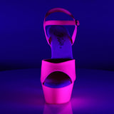 6" Heel, 1 3/4" Pf Ankle Strap Sandal, Neon Uv Reactive Pleaser  KISS/209UV