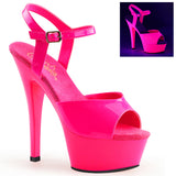 6" Heel, 1 3/4" Pf Ankle Strap Sandal, Neon Uv Reactive Pleaser  KISS/209UV