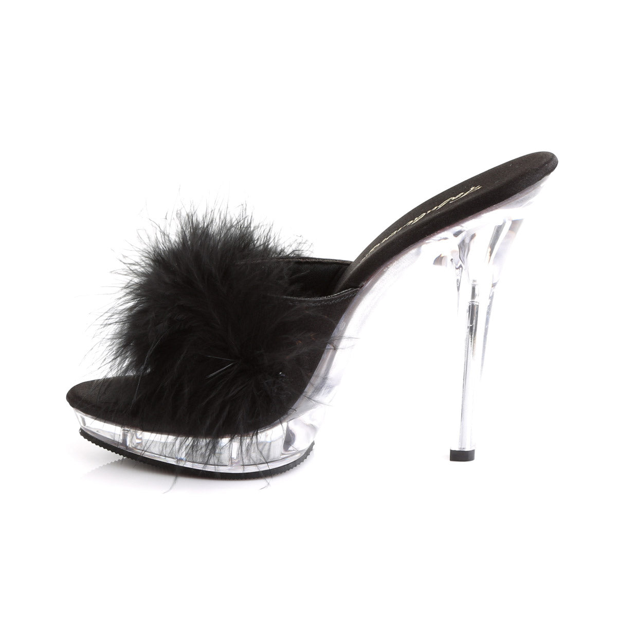 Cute Marabou Fur Upper Platform Stiletto Slide Mule High Heels Shoes Pleaser Fabulicious LIP/101/8