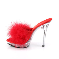 Cute Marabou Fur Upper Platform Stiletto Slide Mule High Heels Shoes Pleaser Fabulicious LIP/101/8