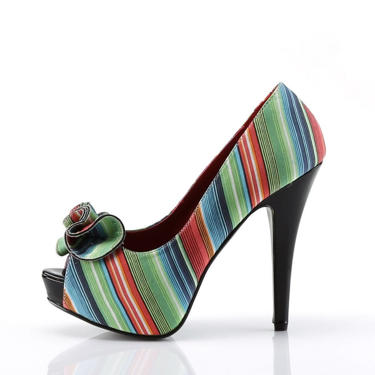 Sexy Rainbow Ruffle Peep Toe Platform Stiletto Pump High Heels Shoes Pleaser Pin Up Couture LOLITA/12
